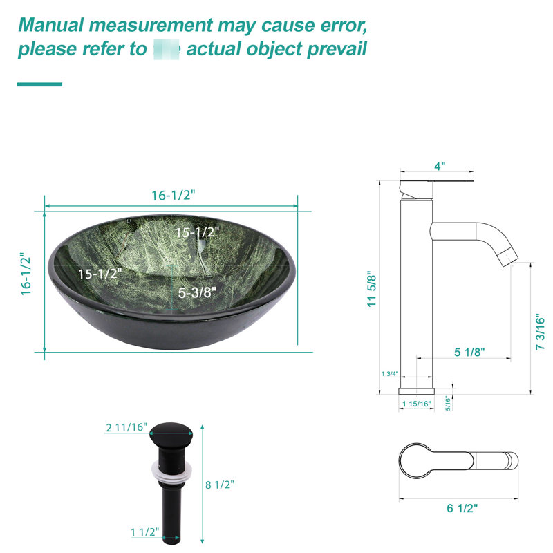 Glass Bathroom Vessel Sink With Natural Marble Texture, Black Faucet, And Pop - Up Drain For A Contemporary Home Decor Tempered Drain, Solution