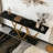 Modern Console Table Sofa Table with Faux Marble Tabletop-1011277917