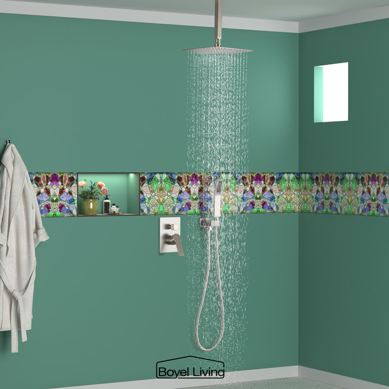 Système de douche complet avec valve brute, Nickel brossé