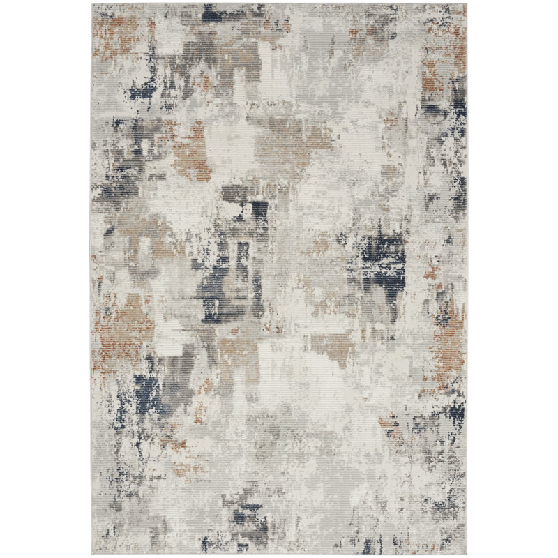 17 Stories Ihuoma 7'10" x 9'10" Grey Blue Modern Indoor Rug