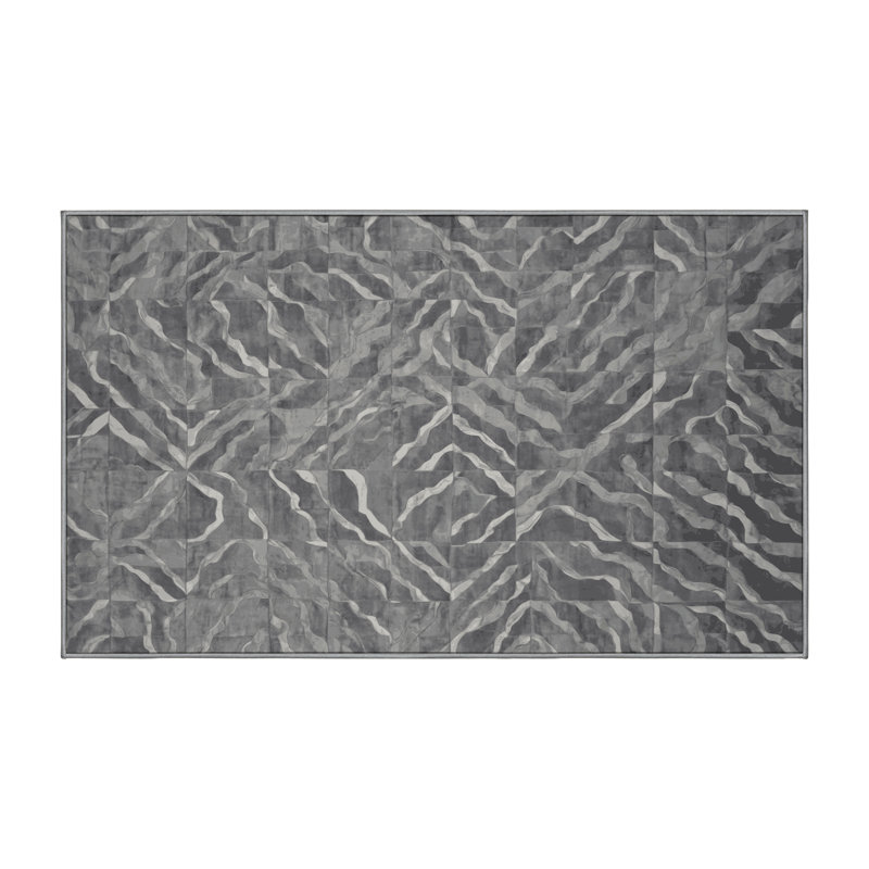 Tapis gris lavable à la machine, Rectangle 7 pi x 10 pi