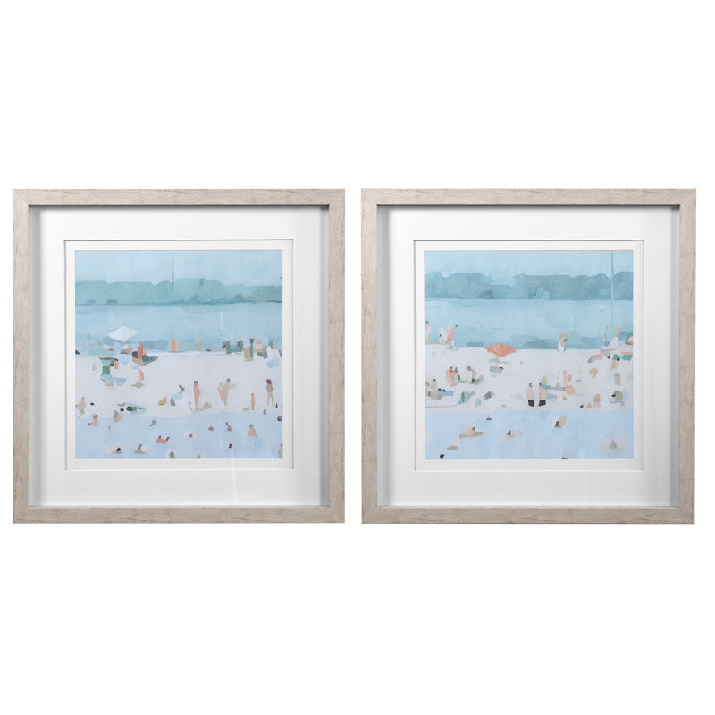 «Sea Glass Sandbar», ensemble de 2 peintures encadrées