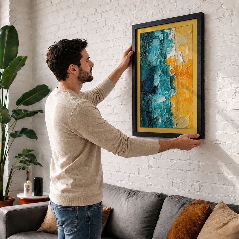 Chromatic Divide Abstract - Framed Print, A2 - 59.4 x 42.0 cm, White