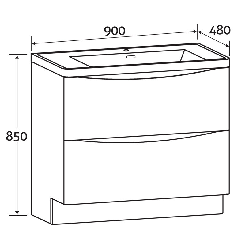 Stanhope 900mm Single Bathroom Vanity with Integrated Polyglomerate Basin
