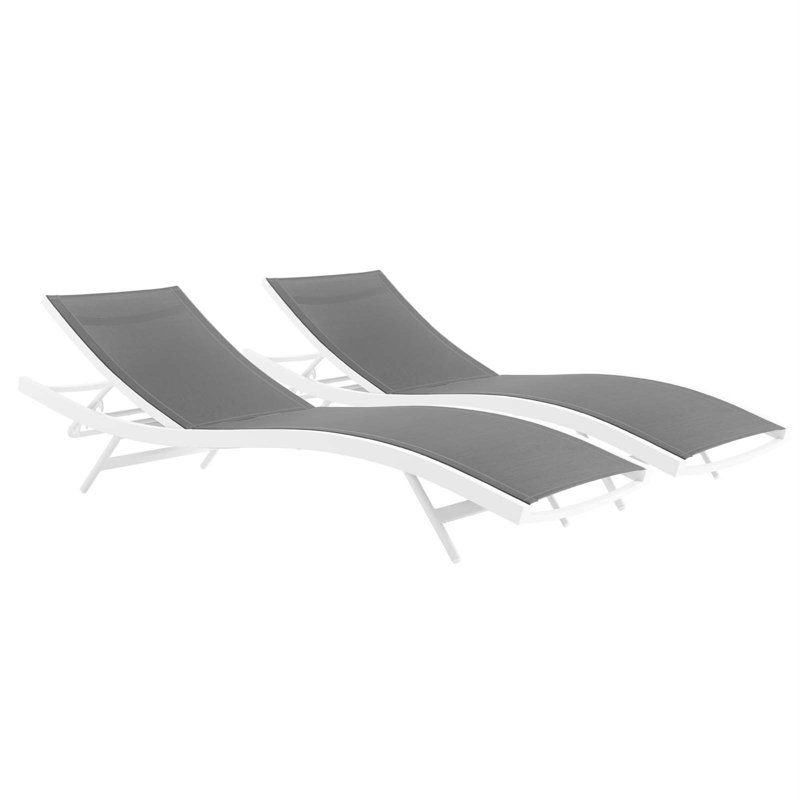 Glimpse 78" Long Reclining Chaise Lounge Set, Gris