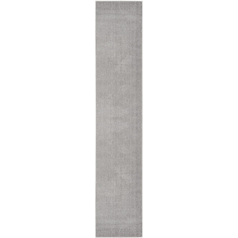 Mullican Sandy Solid Silver/Grey Easy Care Indoor/Outdoor Area Rug, Runner 2'2" x 20'