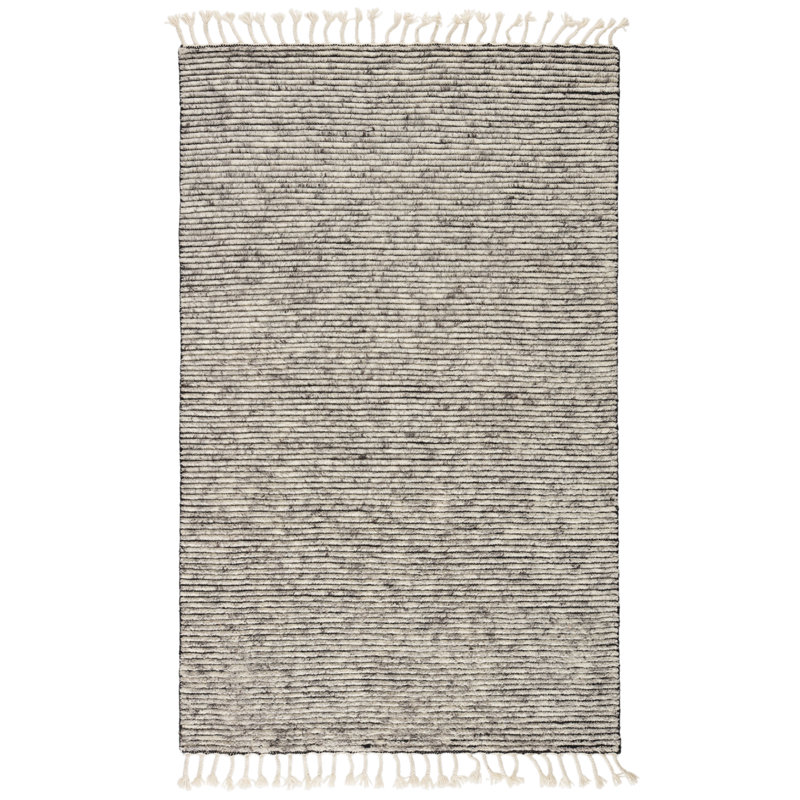 Hereford Hand Knotted Wool Striped Area Rug in Gray