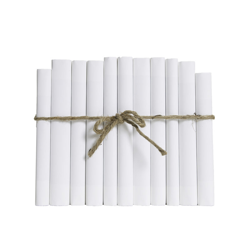 Decorative Books - Snowfall Paper Wrapped Book Bundle - 1 Foot of White Books, White