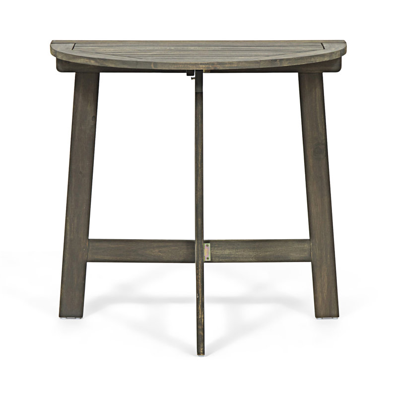 Outdoor Half-Round Folding Wood Bistro Table, Gray