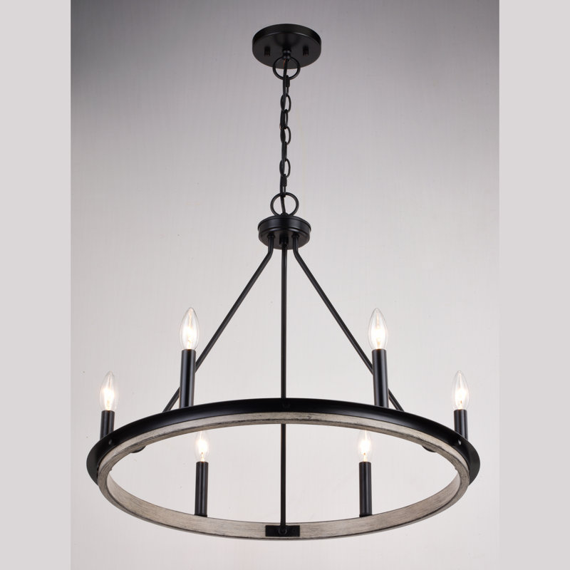 6 - Light Dimmable Wagon Wheel Chandelier