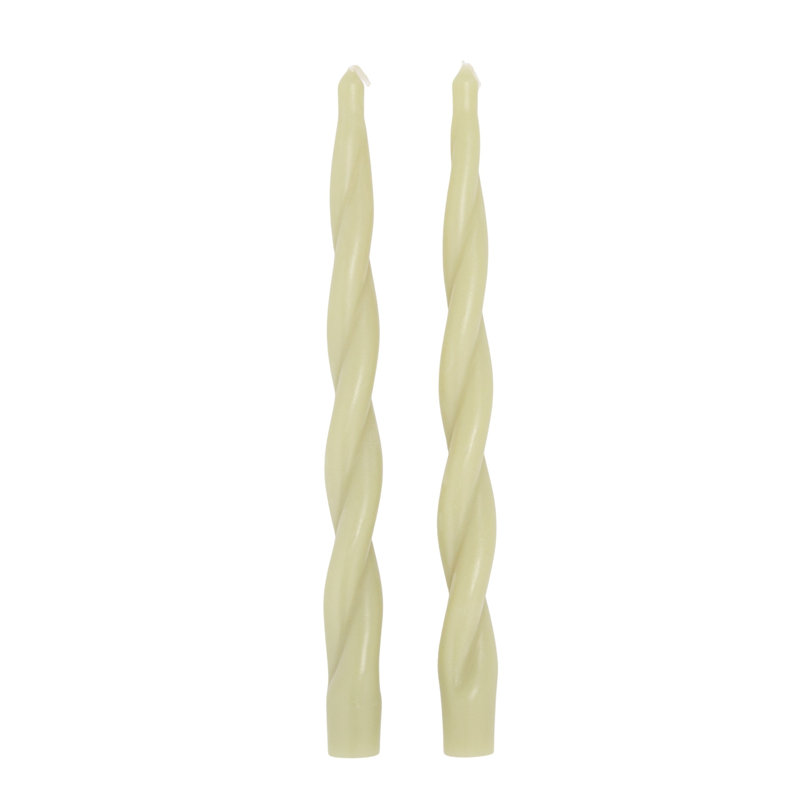 Unscented Elongated Twisted Taper Candles In Box, Gray