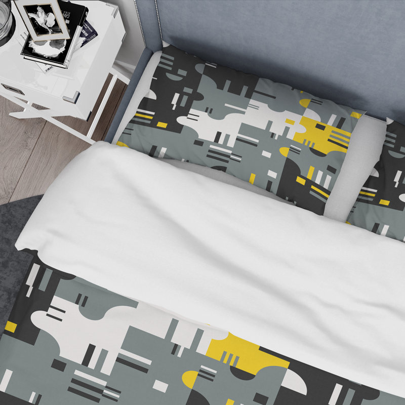 Ensemble de housse de couette de style mid-century rétro abstract i, Housse de couette double / grand et 2 taies décor