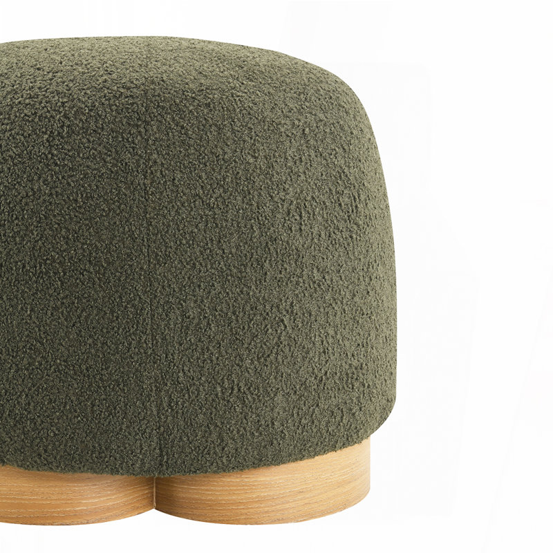Repose-pieds rembourré en tissu doux entièrement rembourré, Vert olive