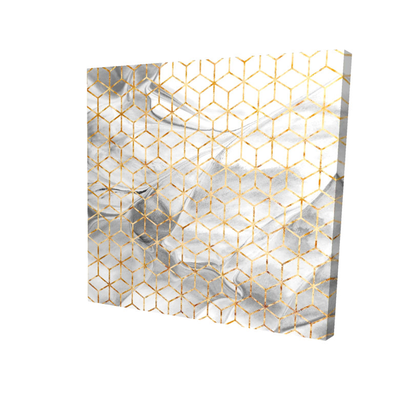 Motif symétrique sur toile gris moderne | Illustration de décoration intérieure, H 8 po x l 8 po