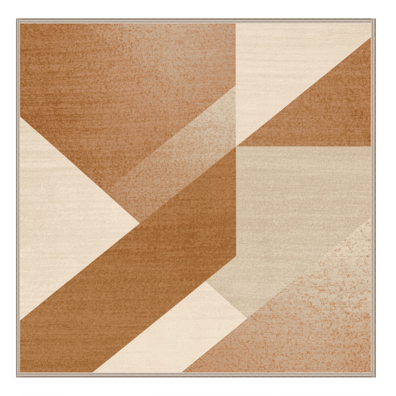 Machine Washable Wynsum Modern Solid Color Rug in Beige – Beige Binding, 3' Square