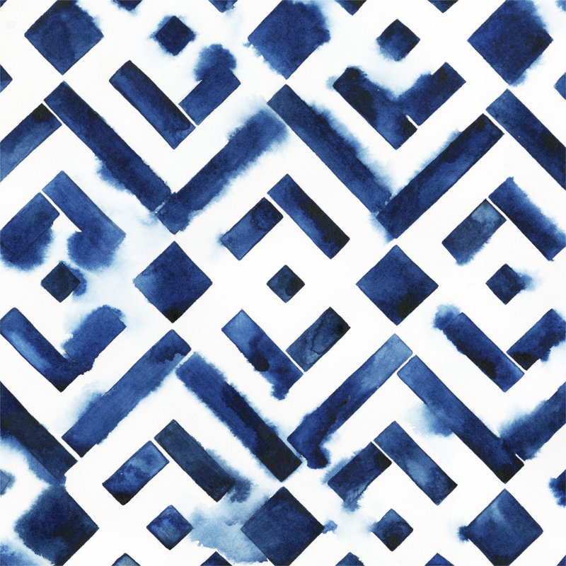 Cobalt Watercolour Tiles II by Grace Popp - Wrapped Canvas Painting, 51cm H x 51cm W x 3.8cm D
