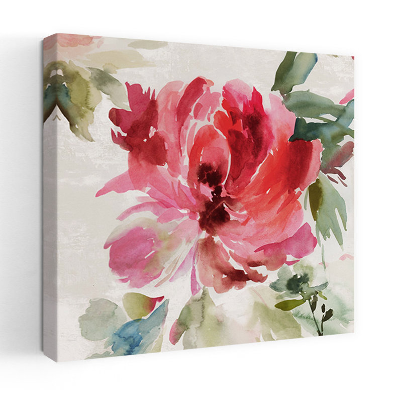Pivoine d'automne I, art naturel délicat et abstrait, H 48 po x l 48 po