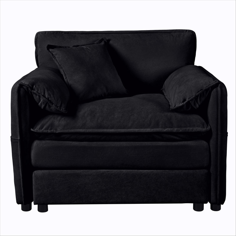 Oversized Chenille Oversized Accent Chair, Black Chenille, 1
