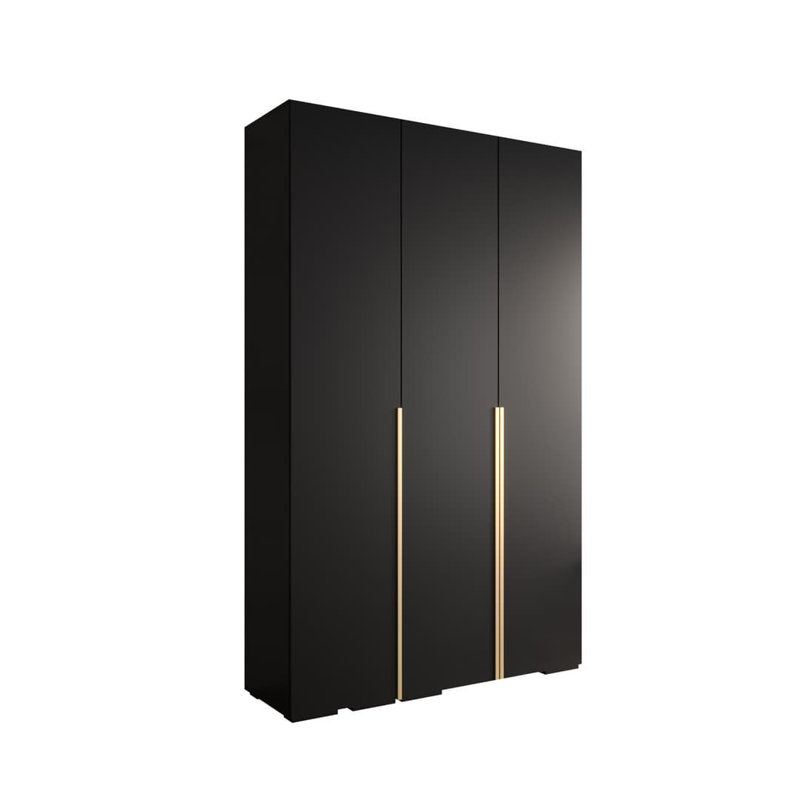 Raland 3 Door Manufactured Wood Wardrobe, Matte Black
