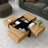 Coffee Table With 4 Hidden Storage Compartments, Square Cocktail Table With Extendable Sliding Tabletop, UV High-Gloss Design Center Table-141965539