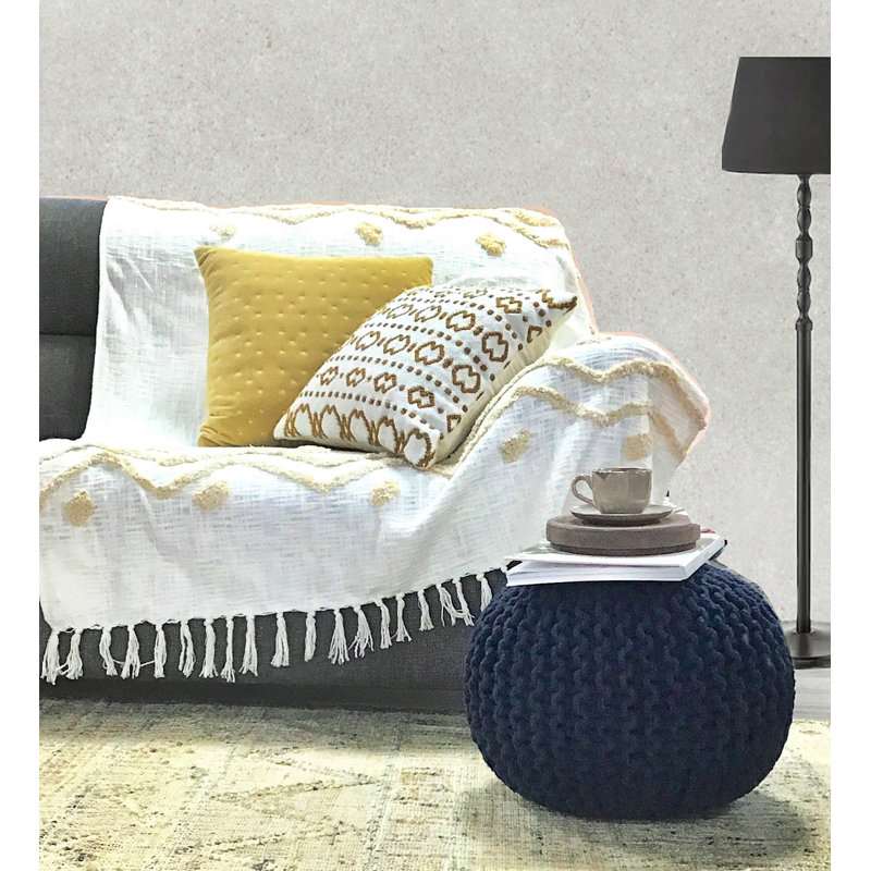 Allicyn Upholstered Pouf, Blue
