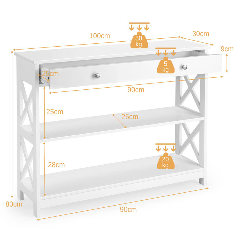 Union 100cm Console Table, White