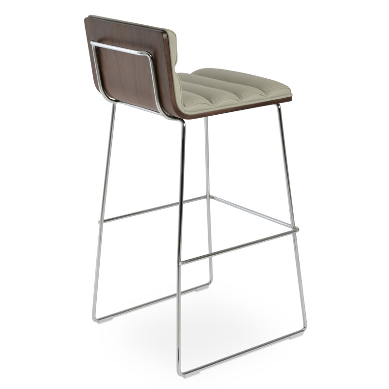 Corona Comfort Wire Bar & Counter Stool, Faux Leather-Light Gray, Bar Stool (29” Seat Height)
