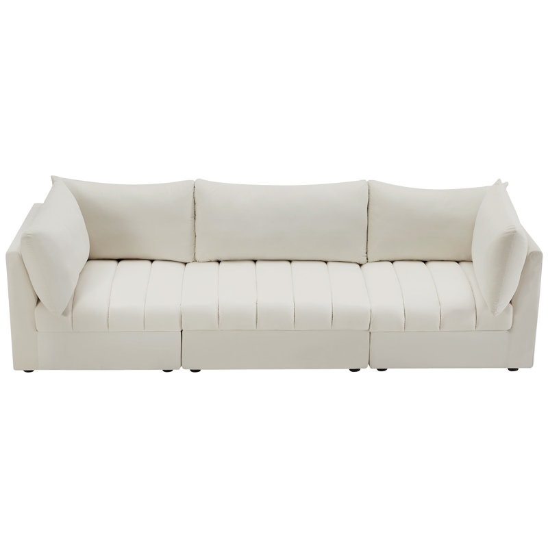 Ensoll 103'' Velvet Sofa, Cream Velvet