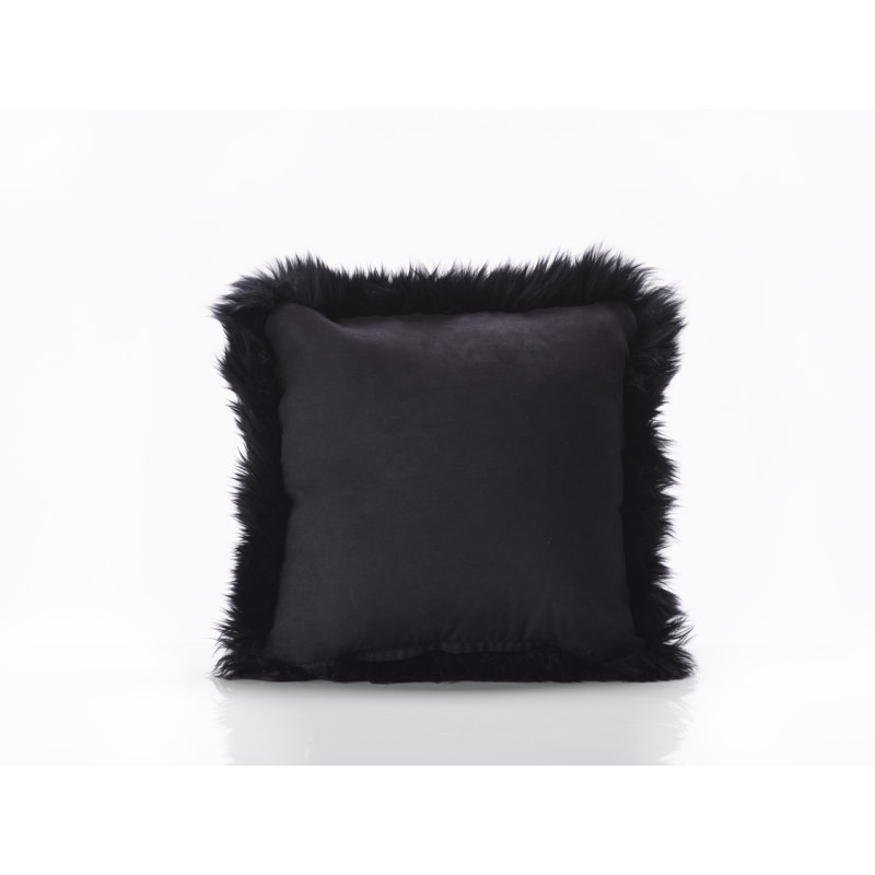 Sheepskin Cushion with Inner, Black
