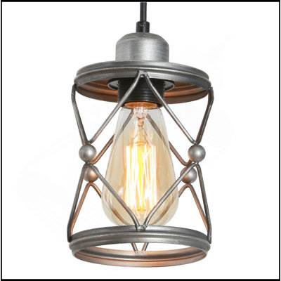Luminaire suspendu industriel pour îlot de cuisine, mini luminaire suspendu cage rustique, luminaire suspendu de style campagnard avec gris argenté réglable pour la salle à manger, le couloir, le vestibule, la chambre à coucher
