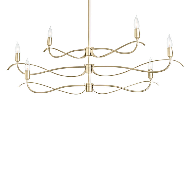 Willow 6 - Light Candle Style Classic Chandelier, Modern Brass, Small