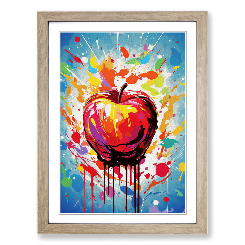 XYZ-FRM-V1223-1828 Apple Abstract - Single Picture Frame Print on Wood, Oak, 64cm H x 46cm W x 2cm D, Oak Framed