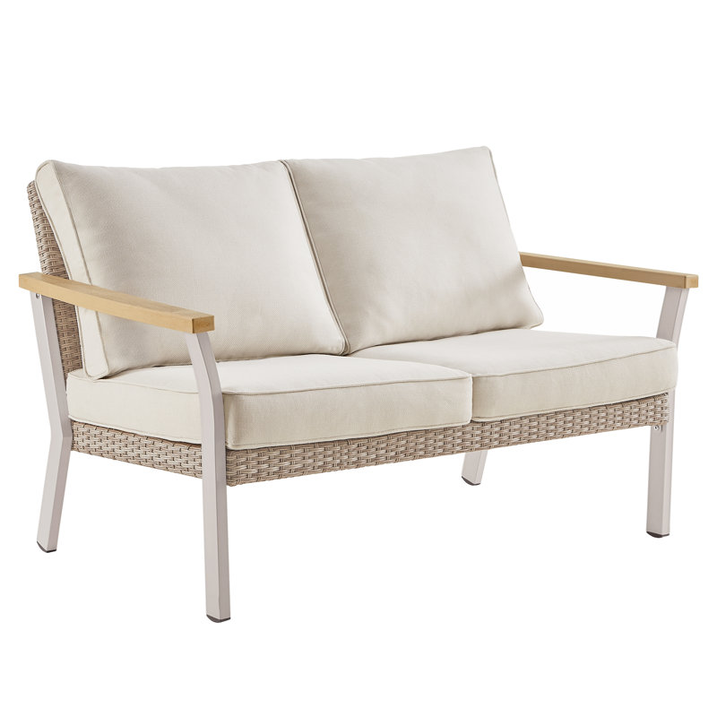 Canapé 2 places pour causeuse de patio, Coussin ivoire / structure ivoire