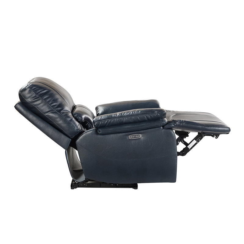Ravello Genuine Leather Power Recliner, Navy Leather Match