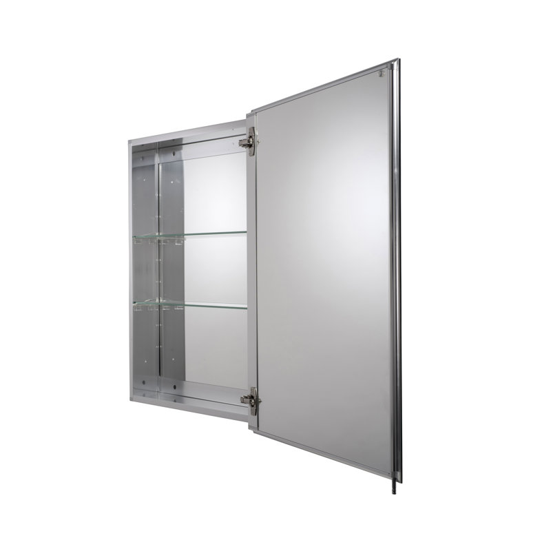 Armoire à pharmacie à une porte sans cadre avec 2 tablettes réglables