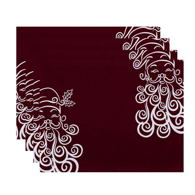 Ensemble de napperons 4 pièces Père Noël, Marron