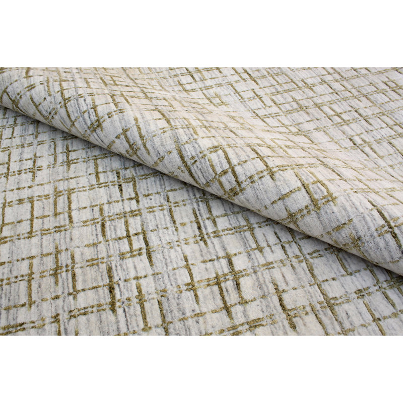 Handloomed Hand Loomed Geometric Area Rug, Rectangle 6' x 9'