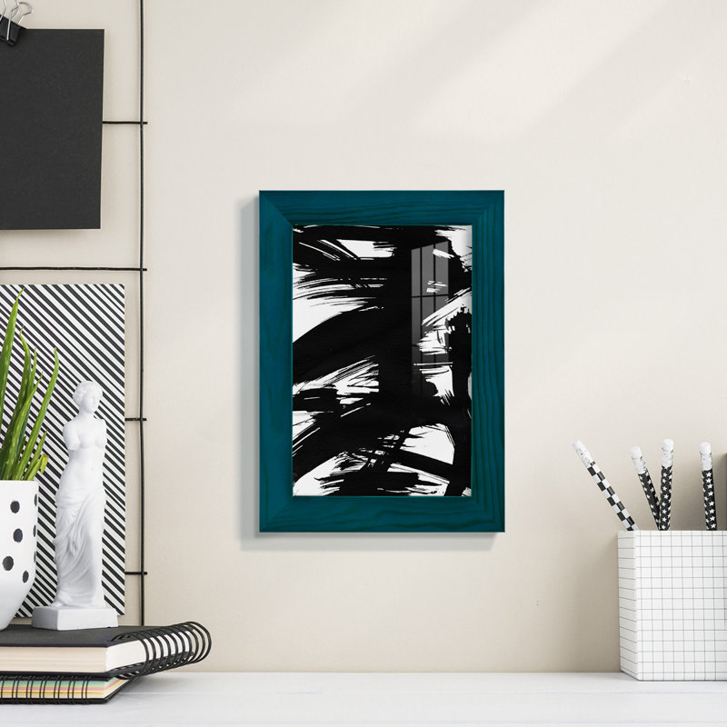 «Fumiyo Black Bamboo I», impression encadrée sur papier, H 6 po x l 4 po x P 1 po, Bleu