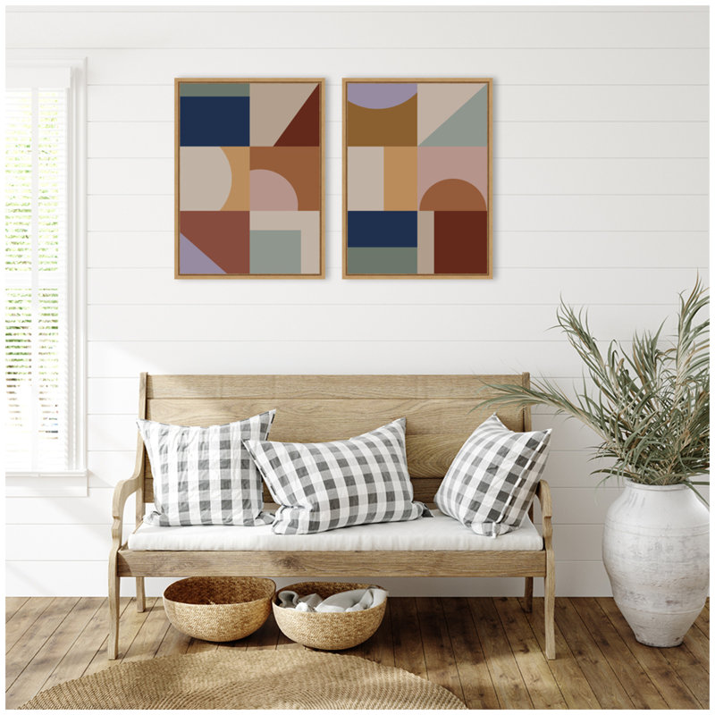 Ensemble de 2 reproductions d'art moderne sur toile encadrées par The Creative Bunch Studio, H 24 po x l 18 po
