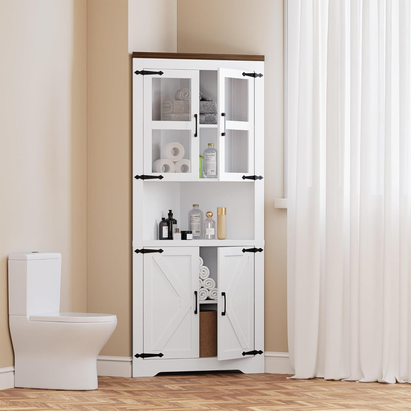 Armoire de salle de bain autoportante, Blanc