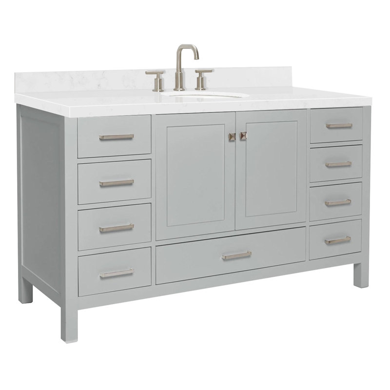  Ensemble de meuble-lavabo simple 60 "60", Oval, Gris