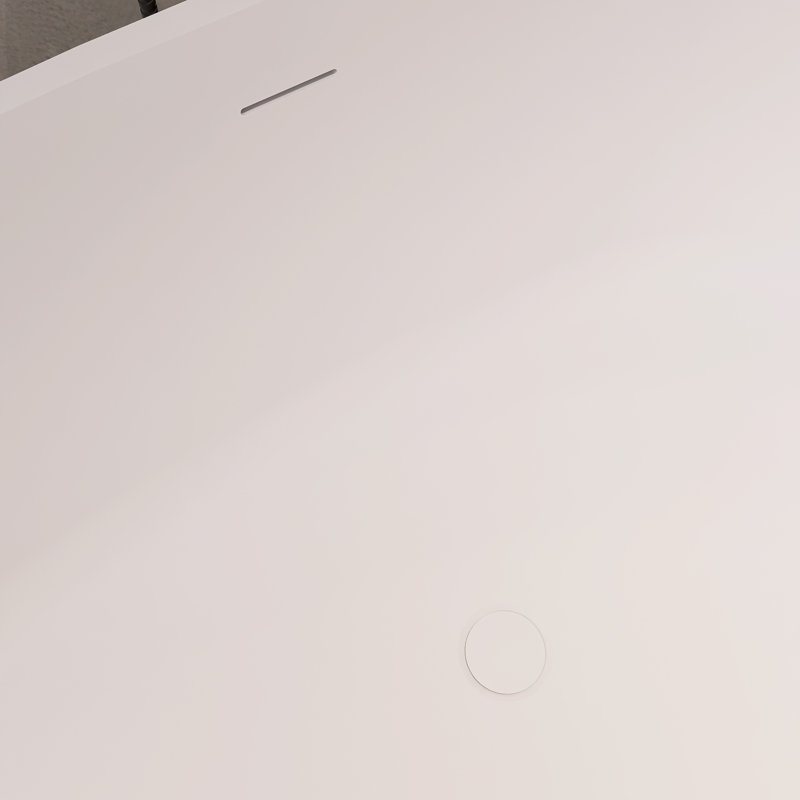 67'' Matte White Solid Surface Freestanding Soaking Bathtub