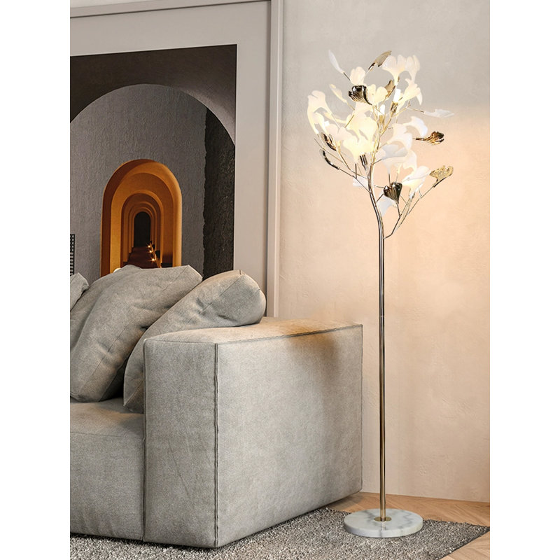 Light Luxury Style Iron and Ceramic-like Plastic Floor Lamp, Gray