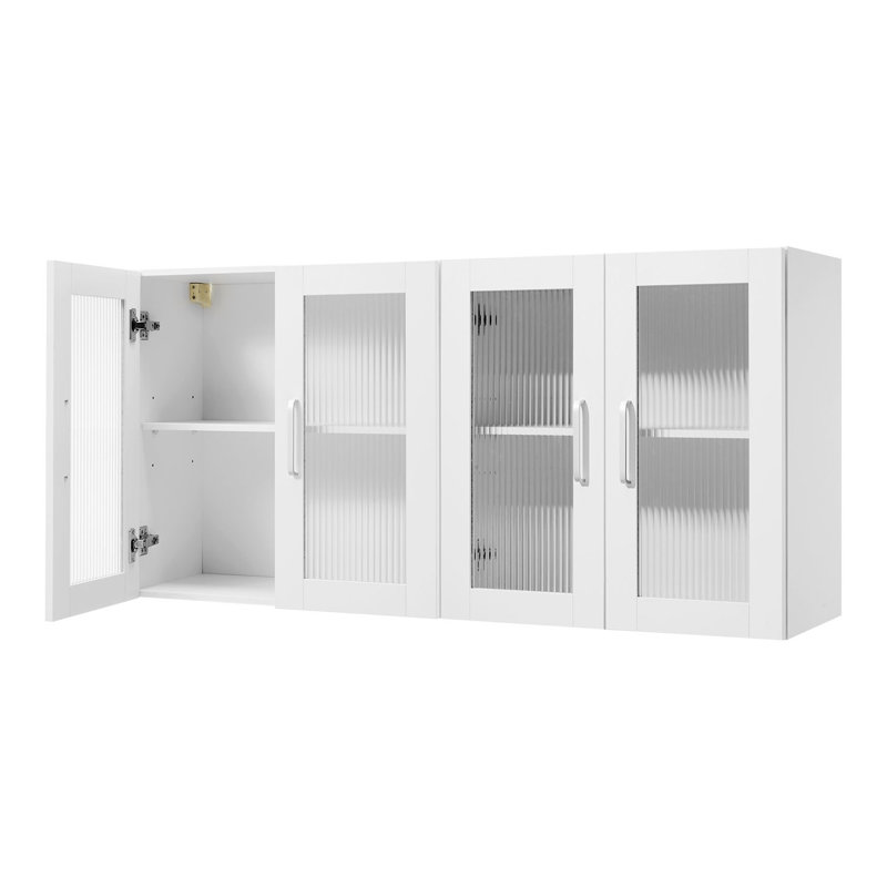 Ensemble de 2 armoires murales blanches pour salle de lavage avec tablettes réglables et portes à fermeture en douceur - Armoires de rangement de cuisine peu encombrantes