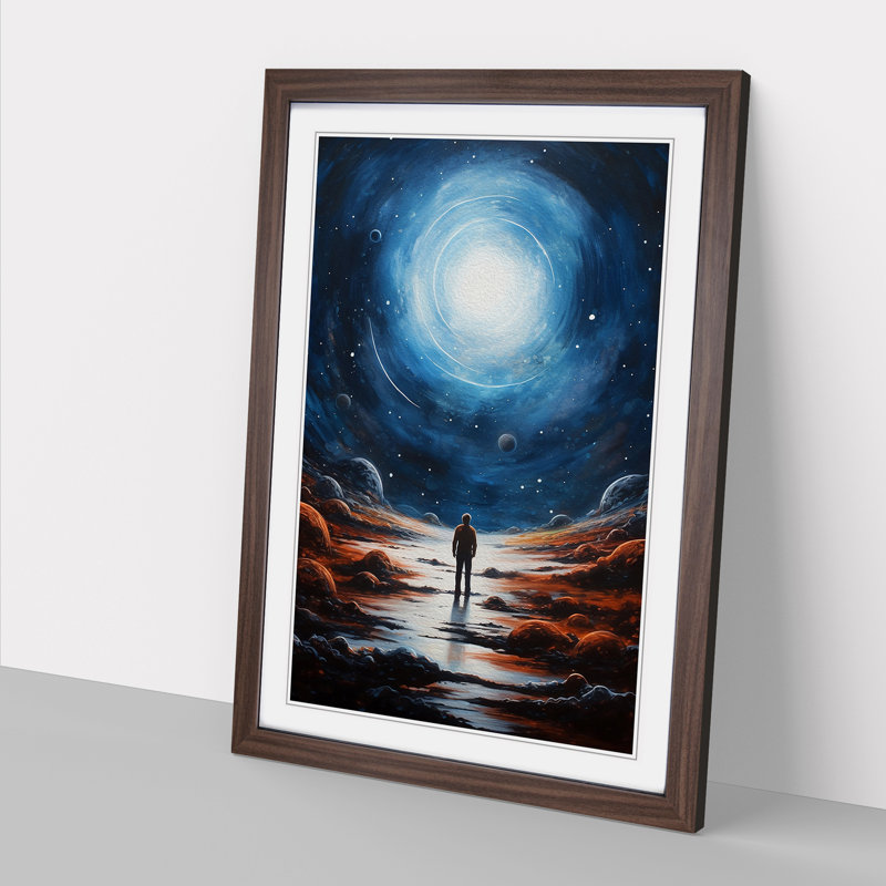 Galaxy Hard Edge Painting Art - Framed Print, 64cm H x 46cm W, Walnut Framed