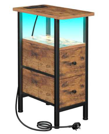 21.6cm W Solid Wood Bedside Table, Brown
