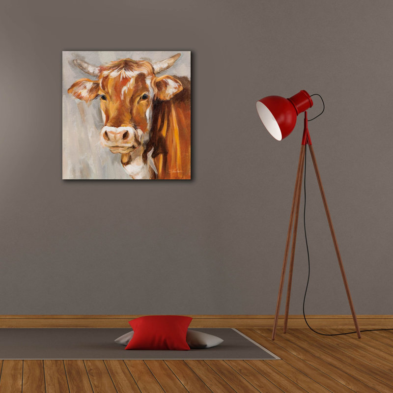  «Brown Cow» par Silvia Vassileva, art mural sur toile, 26 po x 26 po, H 26 po x l 26 po