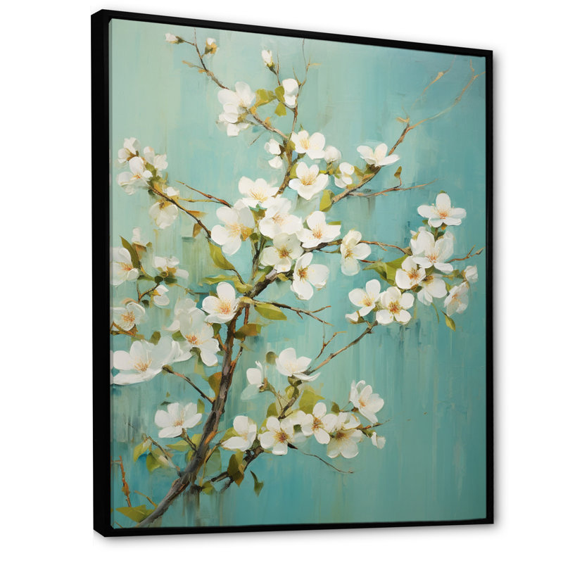 Fleur de pommier élégance monochromatique XXI - impressions sur toile florales, H 20 po x l 12 po x P 2 po
