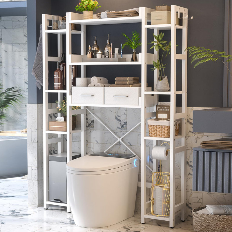 Rangement au-dessus de la toilette avec 2 tiroirs, Blanc