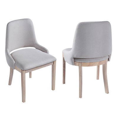 Ensemble de 2 chaises de salle à manger en bois, chaises de salle à manger rembourrées en lin, chaise de salle à manger de style campagnard pour salon / salle à manger, beige